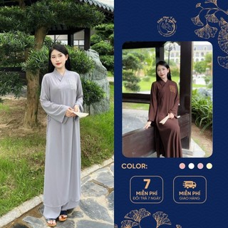 Bộ áo tràng phật tử nữ - đồ lam quần áo đi lễ chùa - b83