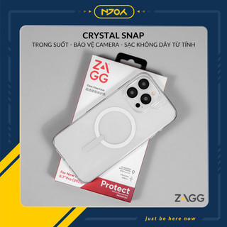 Ốp Trong Suốt Zagg Hỗ Trợ Sạc Không Dây Chống Sốc Cho Điện Thoại iPhone 16 Pro Max 15 14 13 Njoyshop