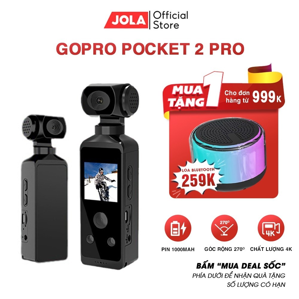 Camera Pocket 2 4K thể thao, đa dạng chức năng, máy ảnh mini cảm biến chất lượng cao JolaThương hiệu mới và xác thực