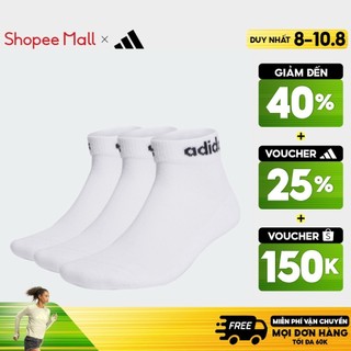 Adidas phong cách sống bộ 3 đôi tất cổ chân có đệm linear unisex trắng ht3457