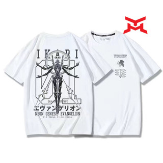 Evangelion Áo thun tay ngắn thời trang in rộng thời trang cho nam