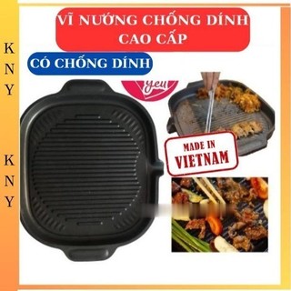 Chảo nướng chống dính dáng vuông size 30 có rãnh thoát dầu dùng bếp hồng ngoại bếp ga bếp than, LỖI 1 ĐỔI 1