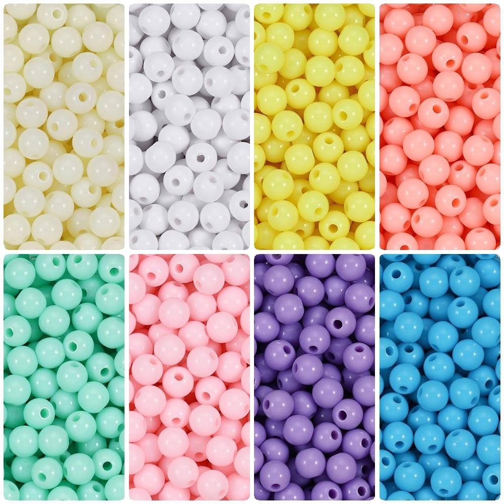 St. kunkka 6-12mm Hạt Acrylic 30-50 Chiếc Hạt Nhựa Tròn Cho DIY Vòng Tay Vòng Cổ Làm