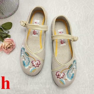  Xuân Thu Phong Cách Mới Giày Nữ Cũ Bắc Kinh Giày Vải Thoáng Khí Giày Vải Thoải Mái Đế Mềm Vuông Giày Khiêu Vũ Giày Công Sở Giày Thêu 