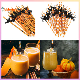 Aislerbee 25 Cái / bộ Ống Hút Linh Hoạt Bắt Mắt Giấy Trang Trí Halloween Đầu Lâu Batman Nhện Ống Hút Để Sử Dụng Hàng Ngày