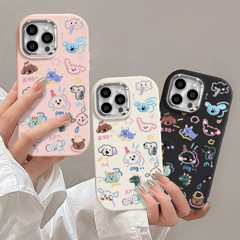 Ốp Điện Thoại Họa Tiết Động Vật Graffiti Nhiều Màu Sắc Tương Thích Cho IPhone 15 14 13 12 16Pro MAX 7 8 Plus X XR XS MAX SE2020 15plus Vỏ Mềm TPU Lỗ Lớn Cao Cấp