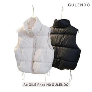  Áo Gile Phao Nữ Dáng Ngắn có dây rút vải da mềm dày dặn hàng Việt Nam 
