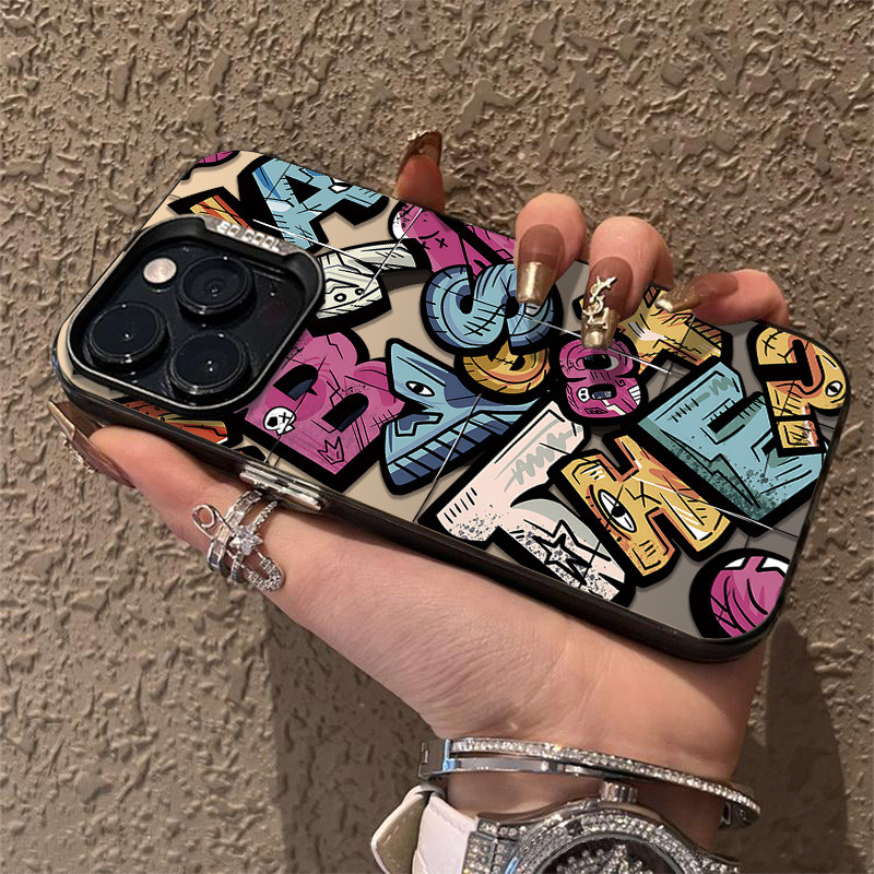 ốp lưng iPhone 11 12 13 14 15 16 Pro Max Graffiti English letters shockproof Tương thích với iPhone 