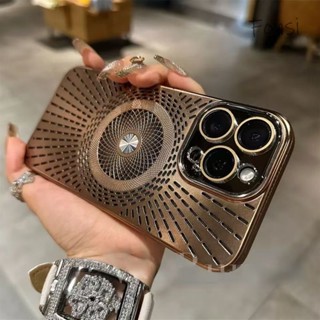 Sang Trọng Sa Mạc Titan Vàng Thu Hút Từ Tính Làm Mát Ốp Lưng Điện Thoại Acrylic Cho iPhone 16 15 14 13 12 Pro Max Ốp Lưng Chống Sốc Có Bảo Vệ camera Ốp Lưng Cứng iPhone 16 Plus Cover