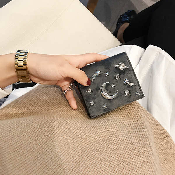 mini hand -held female wallet short female wallet multi -compartment women's wallet Ngôi Sao Mặt Tră