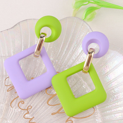 PINKDU Macaron Thả Bông Tai Acrylic Phong Cách Hàn Quốc Phóng Đại Tập Hợp Hình Học Series Bông Tai Nữ Trang Sức Quà Tặng PD1488