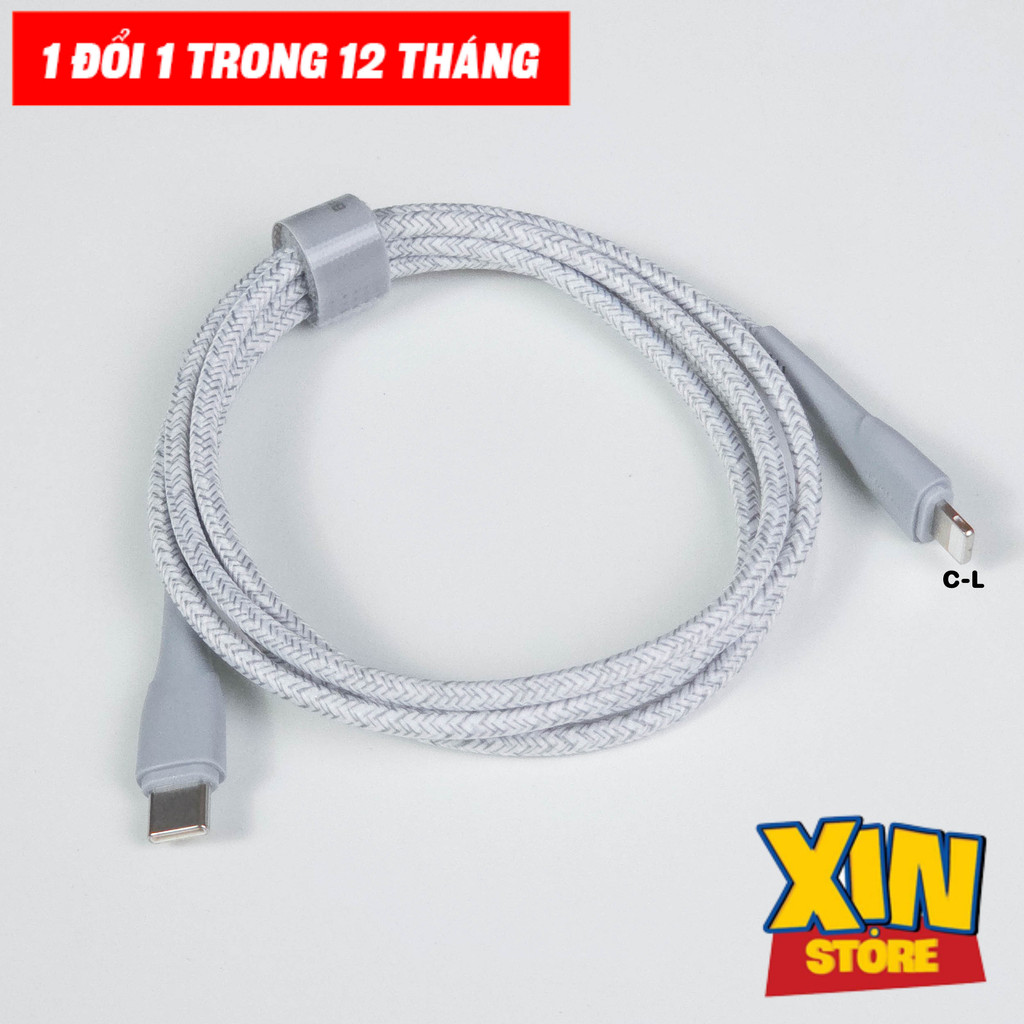 Cáp Sạc Nhanh (C to L) Bpower, Sạc nhanh tối đa 27W, Dài 1m, Dây bọc dù chống rối, BH 1 đổi 1.
