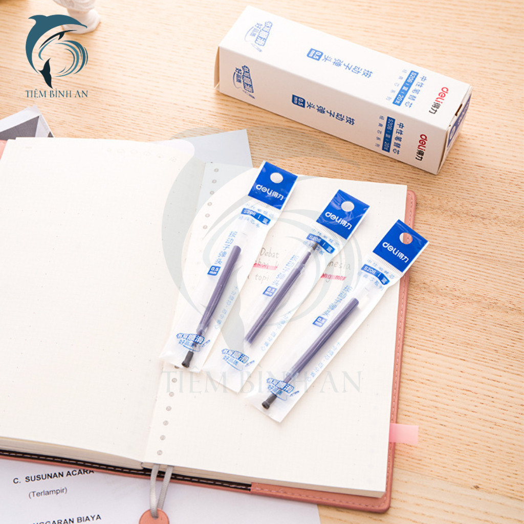 Ruột bút gel Deli S206 0.5mm dùng cho bút bi gel Bấm Deli lâu hết mực trơn tru