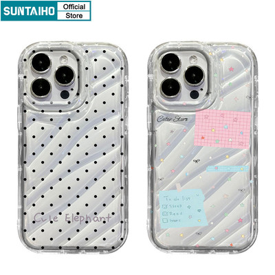 Ốp Điện Thoại Suntaiho Dễ Thương Chấm Bi Trong Suốt Sóng Mềm Mại Cao Cấp Chống Sốc Cho iPhone 11 12 13 14 15 16 Pro Max IP 7 8 Plus Iphon X XS XR Xs max