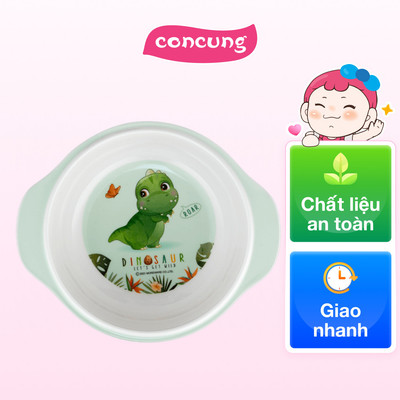 Bát ăn dặm melamine cao cấp Moreware (W6082, tay cầm, khủng long)