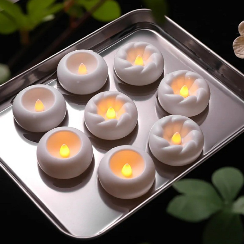 Mới Deepavali LED Diya Đèn Nổi Cảm Biến Nước Đèn Diwali Trang Trí Đèn Nến Đèn Trang Trí