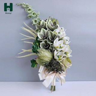 Homyl Cascading Bó hoa cô dâu Bó hoa cưới cho cô dâu mộc mạc Hoa nhân tạo cho lễ kỷ niệm Tiệc cưới ngoài trời