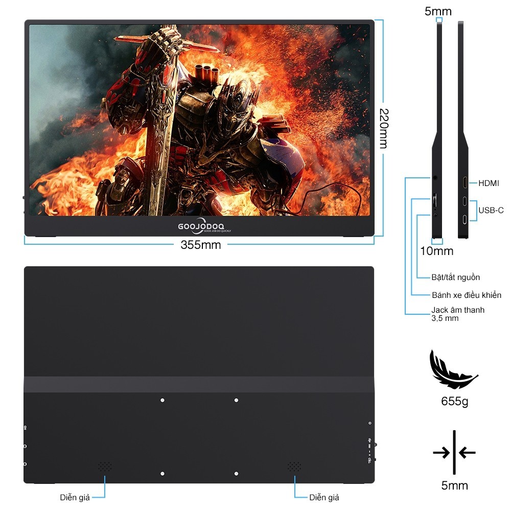 Màn hình di động GOOJODOQ cho máy tính xách tay Chân đế mở rộng Ps4 Máy tính di động Android | BigBuy360 - bigbuy360.vn