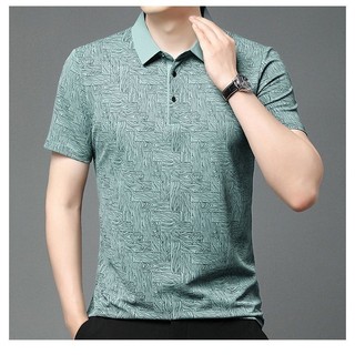 Áo sơ mi Polo in hình nam phong cách Hàn Quốc Ice Silk Business Áo sơ mi Polo mỏng