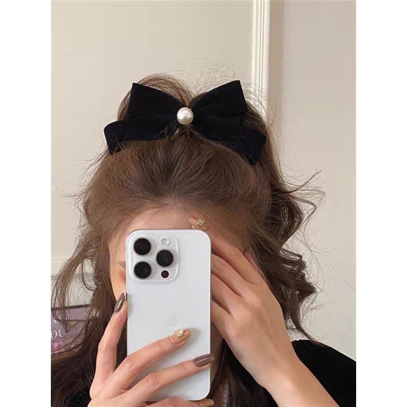 Kẹp tóc nơ nhung bản to cho nữ, kẹp tóc nơ to đính ngọc Tạp hóa Trang Anh