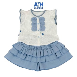 Bộ quần áo Ngắn bé gái họa tiết Hoa Nơ Xanh cotton Thêu - AICDBGKR4OB9 - AIN Closet