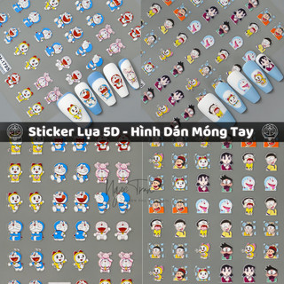Sticker lụa nổi 5d | hoạt hình doremon nobita | hình dán móng tay