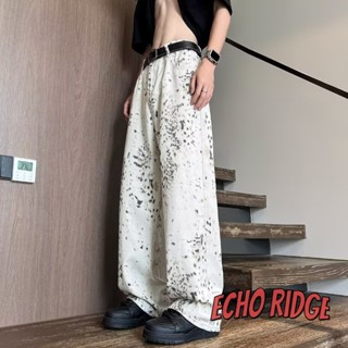 Quần jean in họa tiết da báo trắng Thương hiệu thời trang dáng rộng cổ điển Quần ống rộng