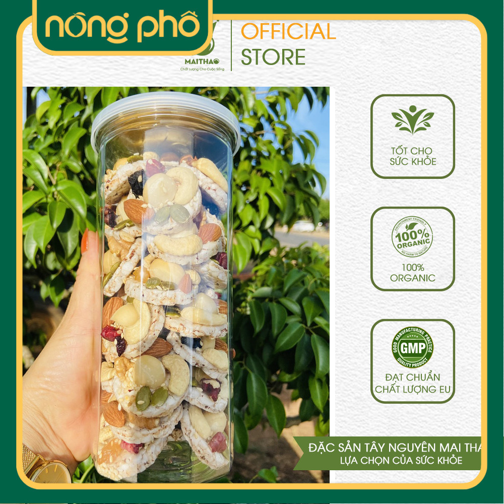 Bánh Macca Mix Hạt Đế Gạo Lứt , bánh mix hạt healthy bánh gạo lức ăn kiêng, thanh hạt gạo lứt ăn sán