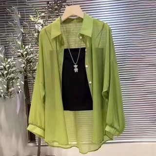Áo sơ mi dài tay mùa hè dành cho nữ, chỉ có áo sơ mi, không có áo Vest đen bên trong