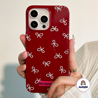 Ốp Điện Thoại Màu Đỏ Rượu Vang Nơ Thời Trang Cho IPhone 11 15 16 Pro MAX 16plus 12 14 13 Promax XS MAX XR Ốp lưng TPU Mềm Chống Bụi