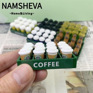 NAMSHEVA 13 món Đồ uống cà phê mô phỏng nhà búp bê, Bộ Starbucks Mini DIY, (12 cốc cà phê + 1 khay) Đồ chơi thực phẩm