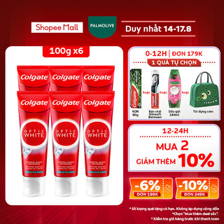 Bộ 6 Kem Đánh Răng Colgate trắng răng Optic White trắng trong 7 ngày từ tinh thể khoáng trắng 100g/tuýp