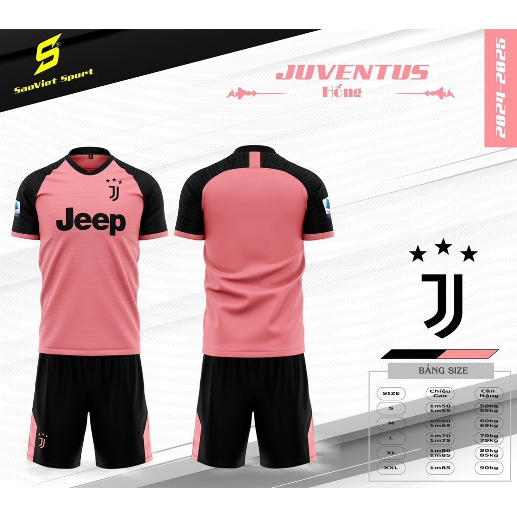 Bộ bóng đá CLB Juventus cam hồng