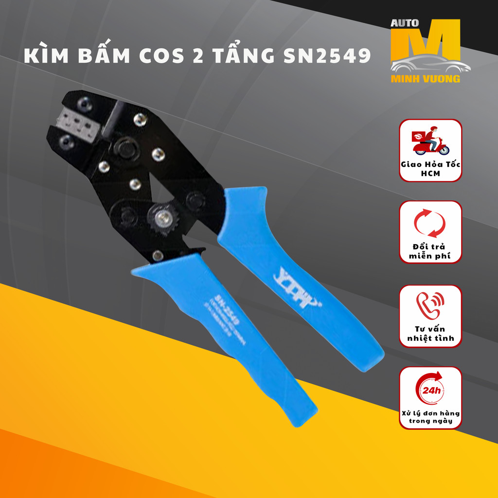 Kìm bấm Cos SN-2549 YTH (SN-01BM + SN-28B) (cos 4.8mm trở xuống)