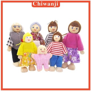 [Chiwanji] 7 Miếng Búp Bê Gỗ 1: 12 Nhà Búp Bê Thu Nhỏ Với Quần Áo Cổ Điển