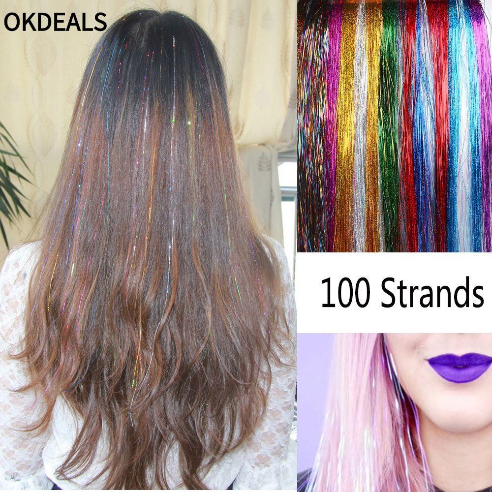 OKDEALS 100 sợi tóc giả lấp lánh nhiều màu
