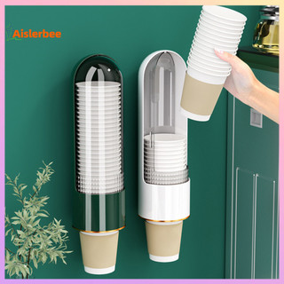 Giá đỡ cốc Aislerbee Tiết kiệm không gian Trong suốt Chống bụi Công suất lớn Đạo cụ nhà bếp lâu trôi Máy phân phối nước bằng nhựa treo tường cho nhà hàng