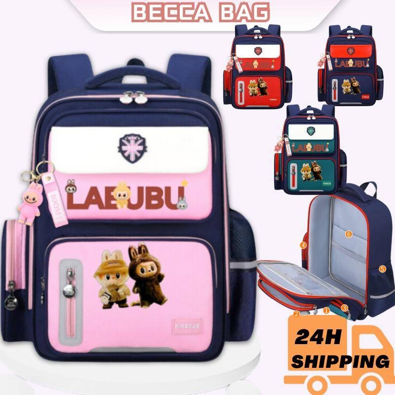 (In stock)labubu balo cặp chống gù lưng cặp đi học cấp 1 backpack cặp đi học nữ lớp 2 1 ba lô học si