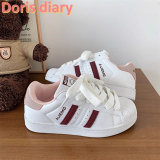 【Doris diary Giày nữ màu trắng giản dị thời trang mới thoáng khí dành cho sinh viên giày thể thao thông thường