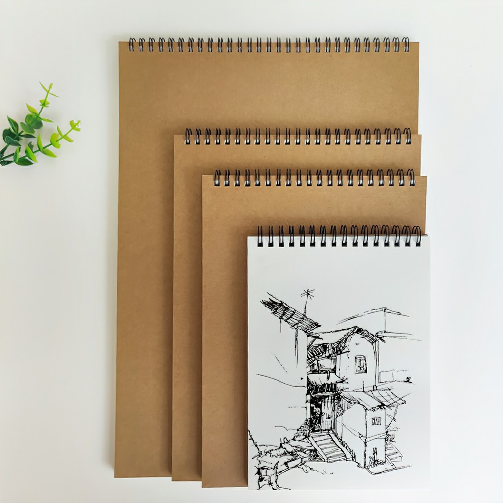 Sổ tay vẽ chì - Sketchbook - sổ phác thảo gáy lò xo A5 A4 A3DL 160gsm 30 trang HAPPY