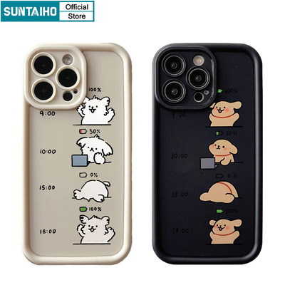 Suntaiho Ngộ nghĩnh Vỏ Độc Đáo Hoạt Hình Họa Tiết Chó Ốp lưng Cho Iphone 16 15 14 13 12 11 Pro Max IP 7 8 Plus Iphon X Xs XR Xs Max Silicon Mềm Cao Cấp Chống Sốc Ốp Lưng