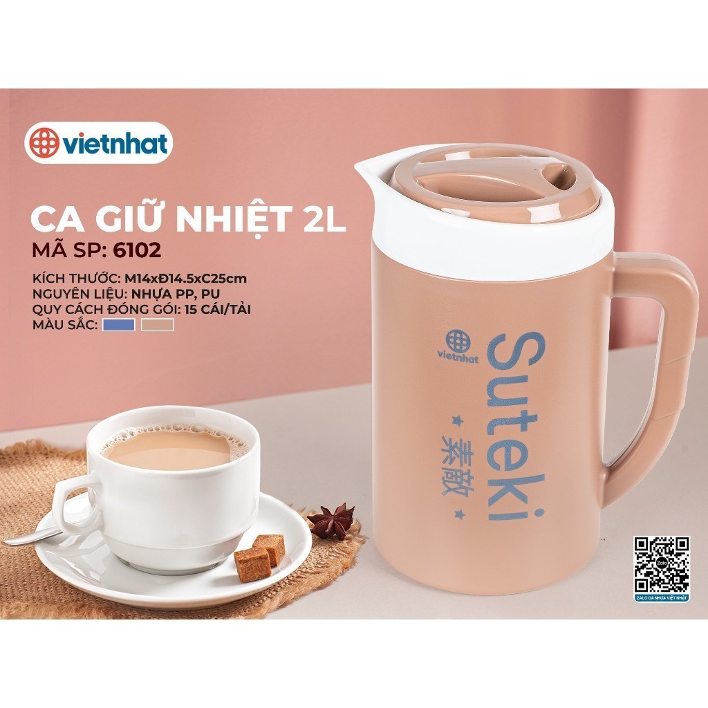 Ca đựng nước giữ nhiệt cao cấp nhựa Việt Nhật gọn nhẹ, thiết kế hiện đại - Hằng Đồng Nát