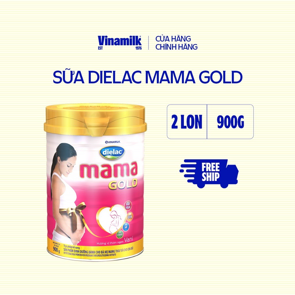 2 Hộp Sữa bột dành cho bà bầu Vinamilk Dielac Mama Gold- Hộp thiếc 900g Hương Vani (Sữa tốt - Mẹ khỏ