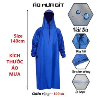 Áo Mưa 1 Người, Áo Mưa Bít Kín Đi Xe Máy 1m4 Vải Dù Cao Cấp Siêu Bền Chống Thấm Tốt