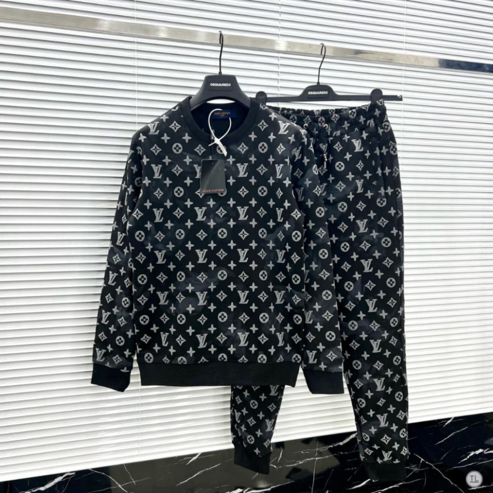 ĐỒ BỘ NỈ NAM THU ĐÔNG LV, BỘ THỂ THAO NAM  DÀI TAY VÂN CHỮ