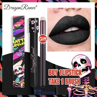 [Mua 1 Tặng Quà] Bộ Son Môi Dragon Ranee Halloween Goth Lâu Dài Chống Mờ Đậm Son Bóng Nhung Son Môi Màu Đen Lỏng Cho Halloween
