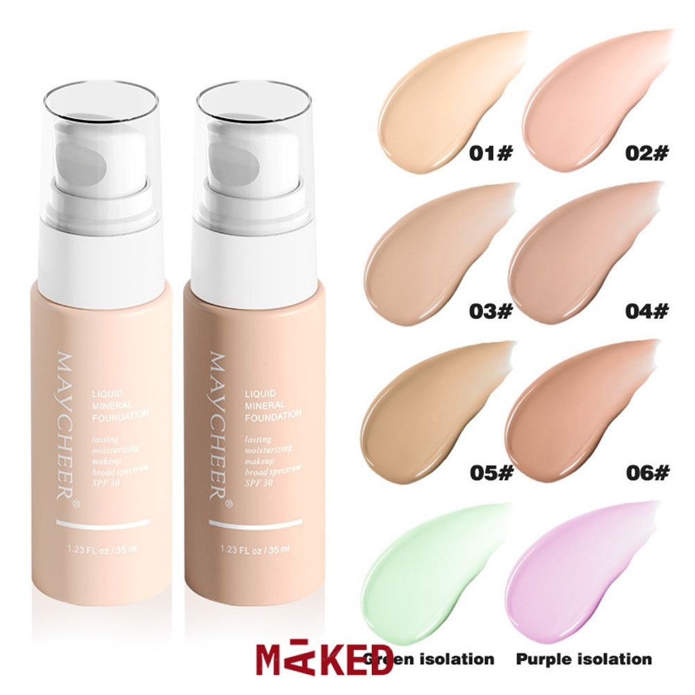 MAYCHEER Brightening BB Cream 35ML Kem che khuyết điểm nhanh chống thấm nước lâu trôi Kem nền dạng lỏng + Trang điểm đế cách ly màu tím màu tím