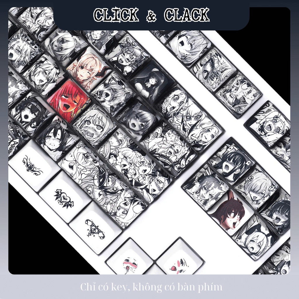 Keycap Anime Nhật Bản Style Ahegao xuyên led Side Print mạch xuôi - Cherry Profile - PBT doubleshot 135 Phím | BigBuy360 - bigbuy360.vn