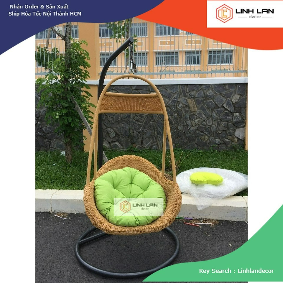 [HCM] 007 – Ghế Xích Đu Xuất Khẩu Cao Cấp, Poly Rattan Swing Chair | Nội Thất LinhLan
