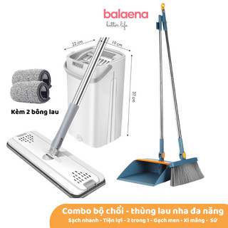 Combo Chổi Kèm Hót Rác Thông Minh Và Bộ Lau Nhà 360 Độ Cao Cấp Dáng Đứng Tránh Đau Mỏi Lưng Tặng Kèm Bông Lau 
